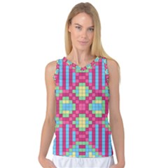 Checkerboard Squares Abstract Texture Pattern Women s Basketball Tank Top by Apen