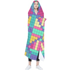 Checkerboard Squares Abstract Texture Patterns Wearable Blanket by Apen