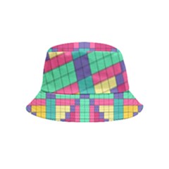 Checkerboard Squares Abstract Texture Patterns Bucket Hat (kids) by Apen