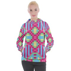 Checkerboard Squares Abstract Texture Pattern Women s Hooded Pullover