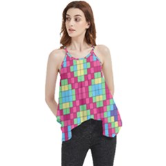 Checkerboard Squares Abstract Texture Pattern Flowy Camisole Tank Top by Apen