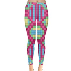 Checkerboard Squares Abstract Texture Pattern Inside Out Leggings by Apen