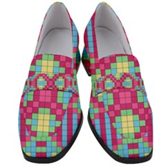 Checkerboard Squares Abstract Texture Pattern Women s Chunky Heel Loafers by Apen