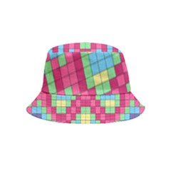 Checkerboard Squares Abstract Texture Pattern Bucket Hat (kids) by Apen