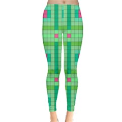 Checkerboard Squares Abstract Everyday Leggings  by Apen