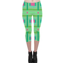 Checkerboard Squares Abstract Capri Leggings  by Apen