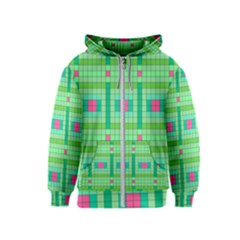 Checkerboard Squares Abstract Kids  Zipper Hoodie by Apen