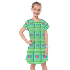 Checkerboard Squares Abstract Kids  Drop Waist Dress