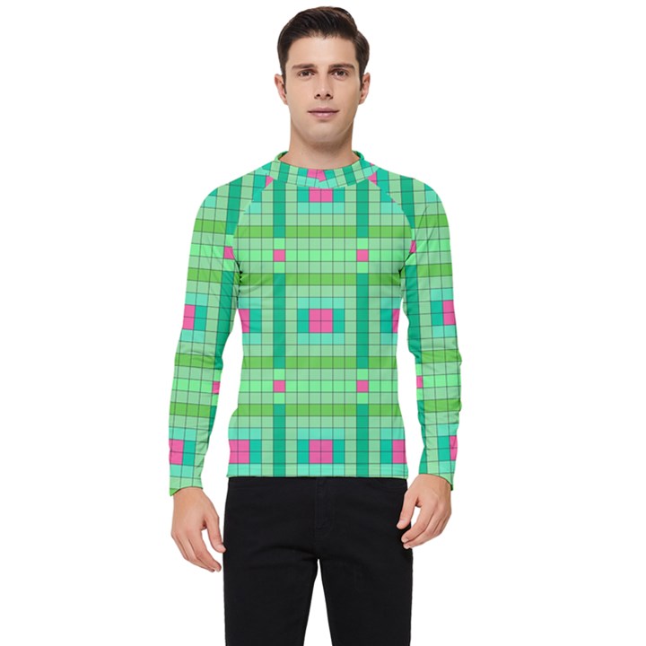 Checkerboard Squares Abstract Men s Long Sleeve Rash Guard