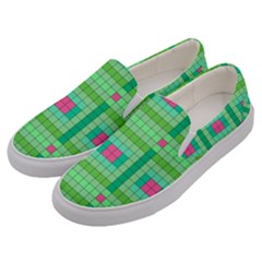 Checkerboard Squares Abstract Men s Canvas Slip Ons by Apen