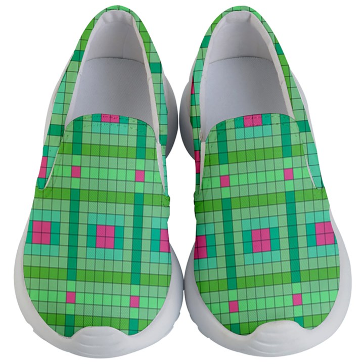 Checkerboard Squares Abstract Kids Lightweight Slip Ons