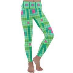 Checkerboard Squares Abstract Kids  Lightweight Velour Classic Yoga Leggings by Apen