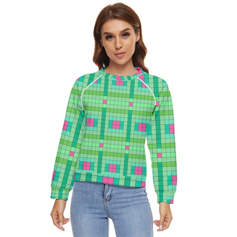 Checkerboard Squares Abstract Women s Long Sleeve Raglan T-shirt by Apen