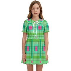 Checkerboard Squares Abstract Kids  Sweet Collar Dress by Apen