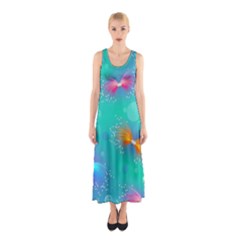 Non Seamless Pattern Blues Bright Sleeveless Maxi Dress by Dutashop