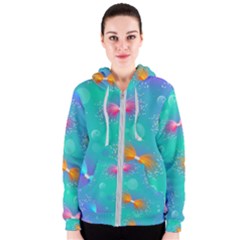 Non Seamless Pattern Blues Bright Women s Zipper Hoodie