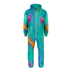 Non Seamless Pattern Blues Bright Hooded Jumpsuit (kids)