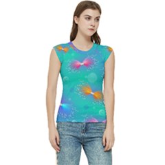 Non Seamless Pattern Blues Bright Women s Raglan Cap Sleeve T-shirt