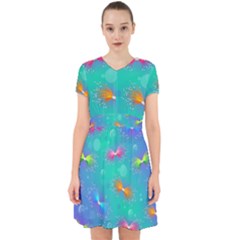 Non Seamless Pattern Blues Bright Adorable In Chiffon Dress by Dutashop