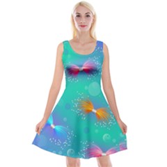 Non Seamless Pattern Blues Bright Reversible Velvet Sleeveless Dress