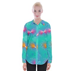 Non Seamless Pattern Blues Bright Womens Long Sleeve Shirt