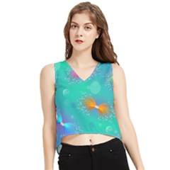 Non Seamless Pattern Blues Bright V-neck Cropped Tank Top by Dutashop