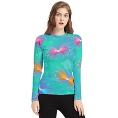 Non Seamless Pattern Blues Bright Women s Long Sleeve Rash Guard by Dutashop