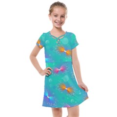 Non Seamless Pattern Blues Bright Kids  Cross Web Dress by Dutashop