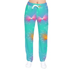 Non Seamless Pattern Blues Bright Women Velvet Drawstring Pants