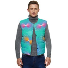 Non Seamless Pattern Blues Bright Men s Button Up Puffer Vest	