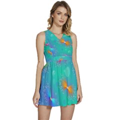 Non Seamless Pattern Blues Bright Sleeveless High Waist Mini Dress by Dutashop