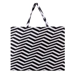 Zigzag Chevron Pattern Zipper Large Tote Bag by Dutashop