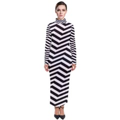 Zigzag Chevron Pattern Turtleneck Maxi Dress