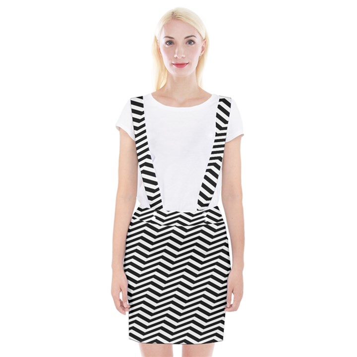 Zigzag Chevron Pattern Braces Suspender Skirt