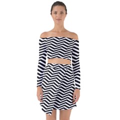 Zigzag Chevron Pattern Off Shoulder Top With Skirt Set by Dutashop