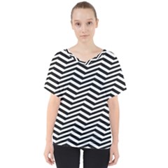 Zigzag Chevron Pattern V-neck Dolman Drape Top