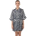 Zigzag Chevron Pattern Half Sleeve Satin Kimono  View1