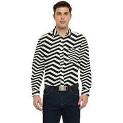 Zigzag Chevron Pattern Men s Long Sleeve Pocket Shirt  by Dutashop