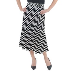 Zigzag Chevron Pattern Midi Mermaid Skirt by Dutashop