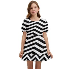 Zigzag Chevron Pattern Kids  Short Sleeve Dolly Dress by Dutashop