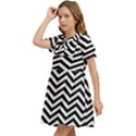 Zigzag Chevron Pattern Kids  Bow Tie Puff Sleeve Dress View3