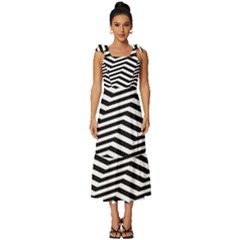 Zigzag Chevron Pattern Tie-strap Tiered Midi Chiffon Dress by Dutashop