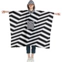 Zigzag Chevron Pattern Women s Hooded Rain Ponchos View1