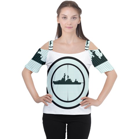 Ship Target Destroyer Warship Cutout Shoulder T-shirt by Pakjumat