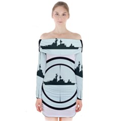 Ship Target Destroyer Warship Long Sleeve Off Shoulder Dress by Pakjumat