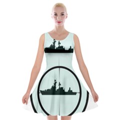 Ship Target Destroyer Warship Velvet Skater Dress by Pakjumat