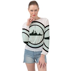 Ship Target Destroyer Warship Banded Bottom Chiffon Top by Pakjumat