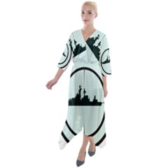 Ship Target Destroyer Warship Quarter Sleeve Wrap Front Maxi Dress by Pakjumat