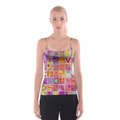 Colourful Abstract Shapes Spaghetti Strap Top by Pakjumat