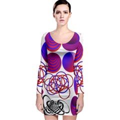 Illusion Optical Illusion Pattern Long Sleeve Bodycon Dress by Pakjumat